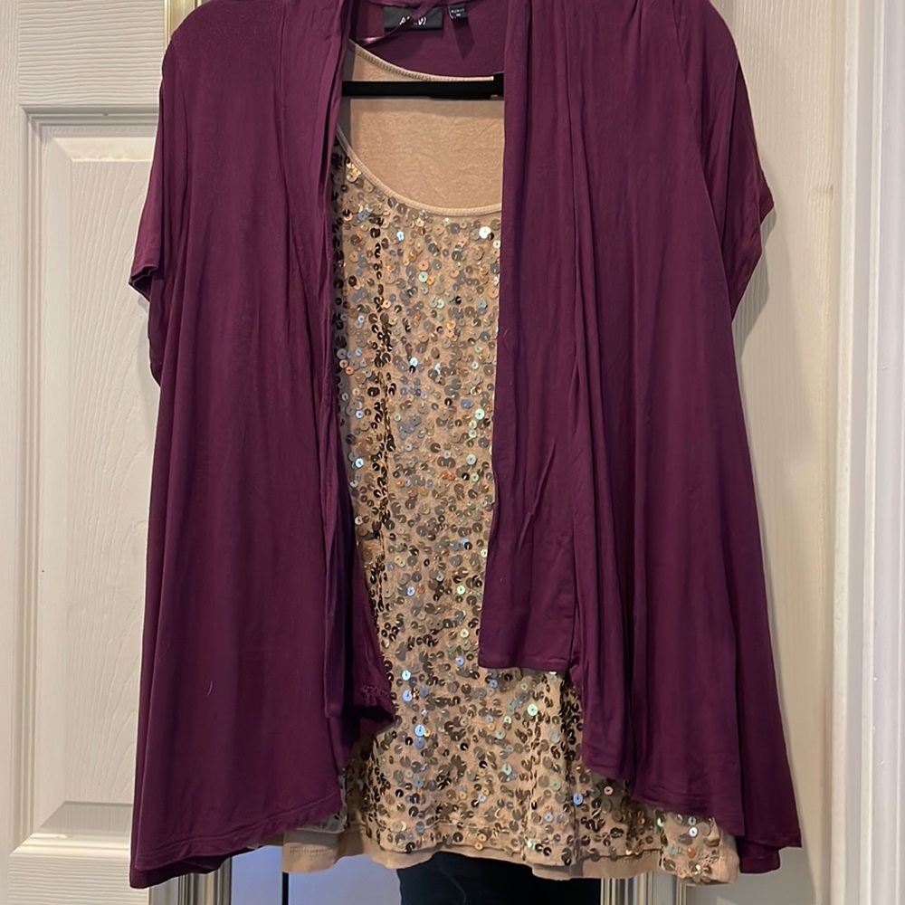 Apt 9 sparkle tank and short sleeve lightweight shirt set